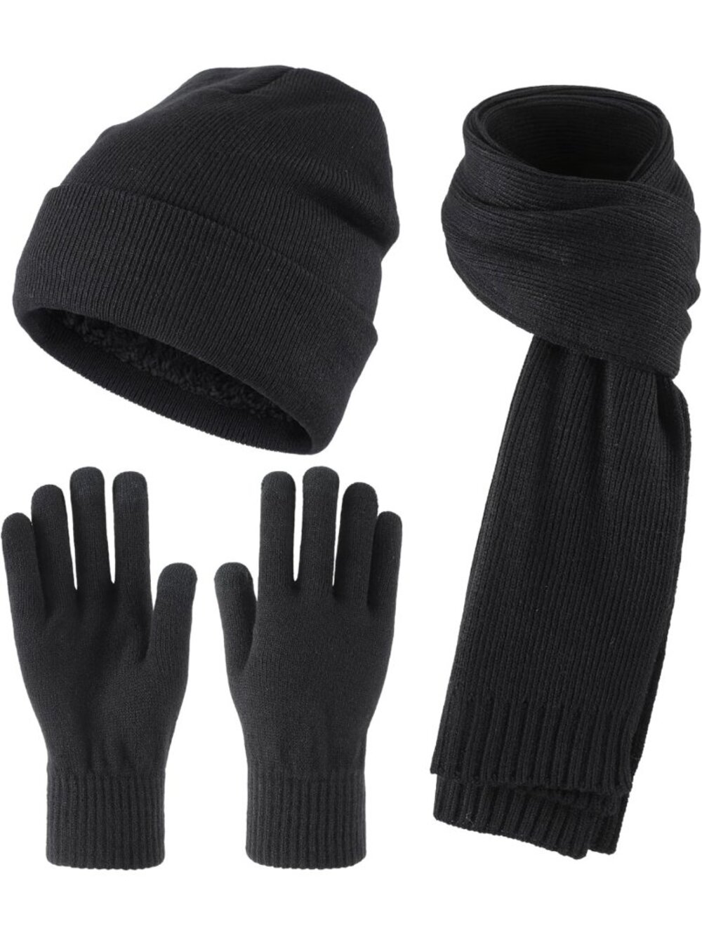 Men's Knit Beanie Hat, Scarf & Touchscreen Gloves Set - Cold Weather Essentials